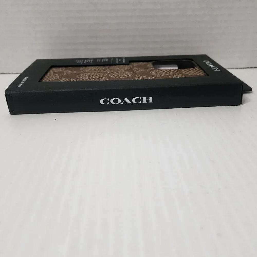 Two Coach iPhone 15 PRO Cases: Signature Folio + Slim Case Bundle Tan New ! - Picture 5 of 16